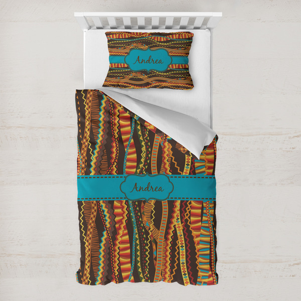 Custom Tribal Ribbons Toddler Bedding w/ Name or Text