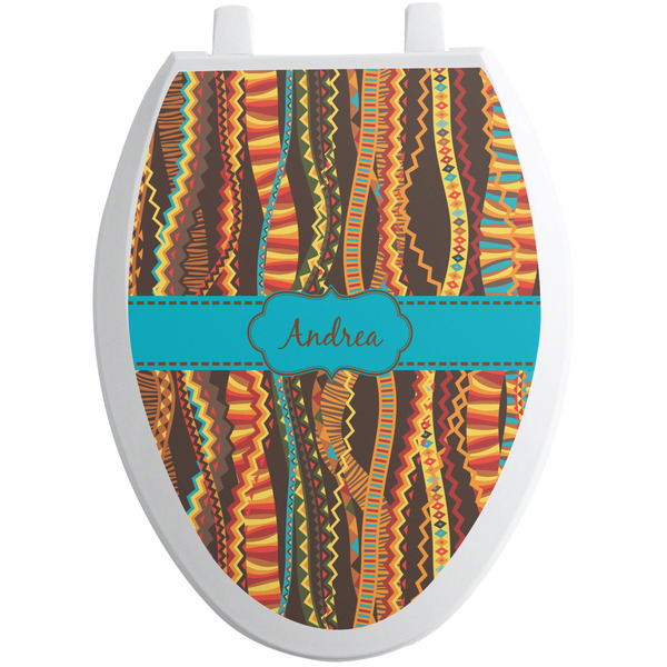 Custom Tribal Ribbons Toilet Seat Decal - Elongated (Personalized)