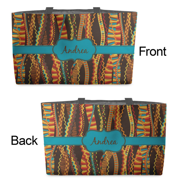 Tribal Ribbons Tote w/Black Handles - Front & Back Views