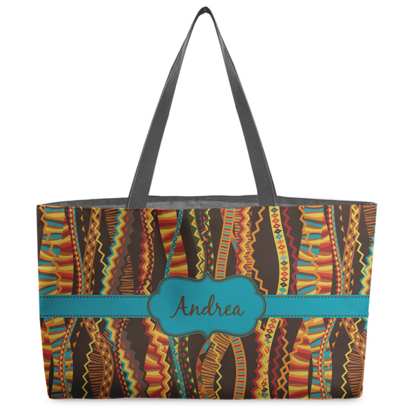 Custom Tribal Ribbons Beach Totes Bag - w/ Black Handles (Personalized)