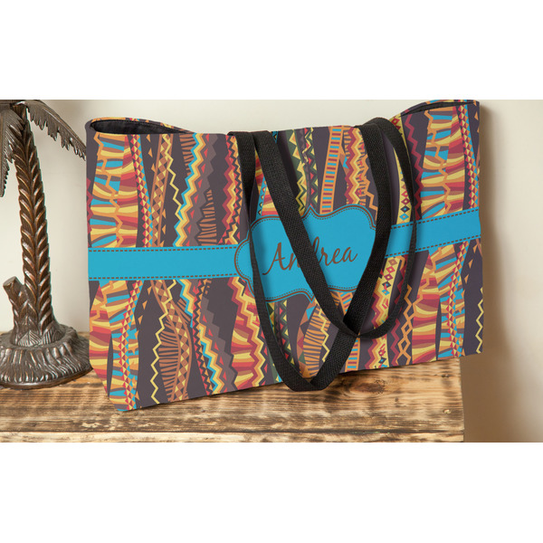 Tribal Ribbons Tote w/Black Handles - Lifestyle View