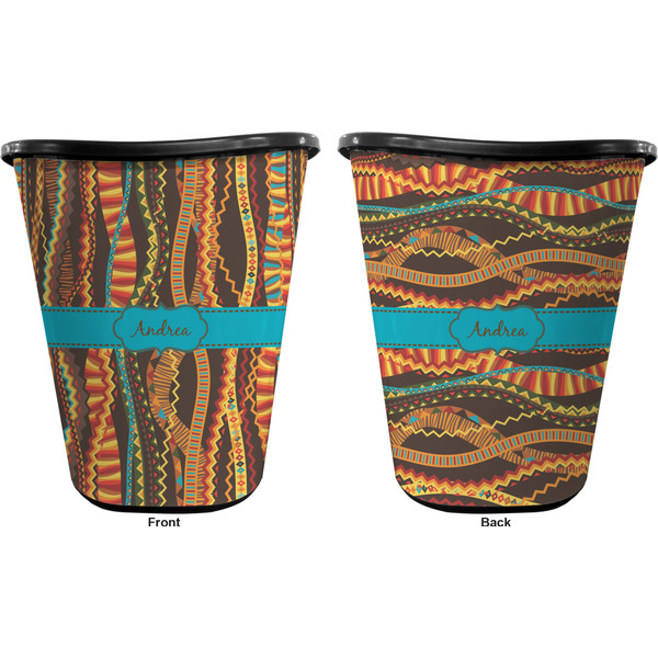 Tribal Ribbons Trash Can Black - Front and Back - Apvl