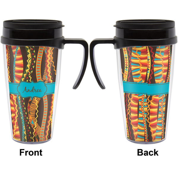 Tribal Ribbons Travel Mug with Black Handle - Approval