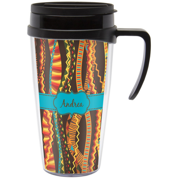 Custom Tribal Ribbons Acrylic Travel Mug with Handle (Personalized)