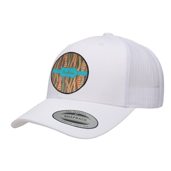 Custom Tribal Ribbons Trucker Hat - White (Personalized)