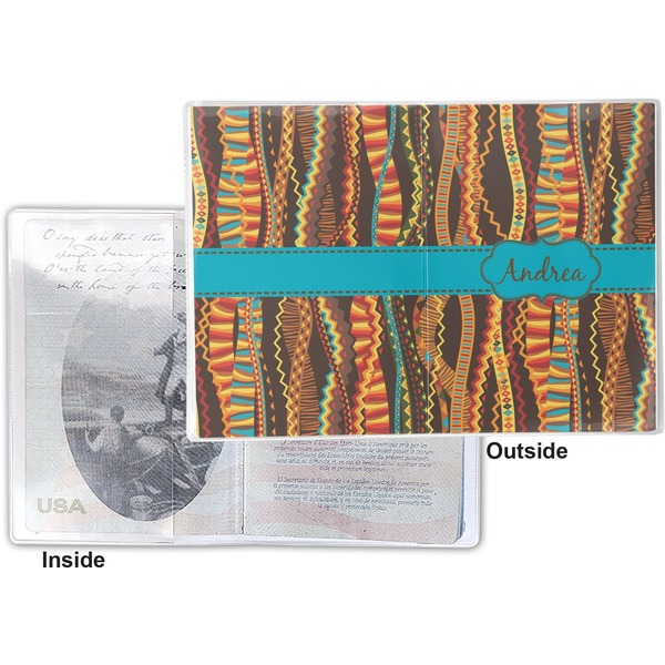 Tribal Ribbons Vinyl Passport Holder - Flat Front and Back