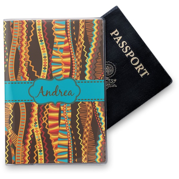 Custom Tribal Ribbons Vinyl Passport Holder (Personalized)