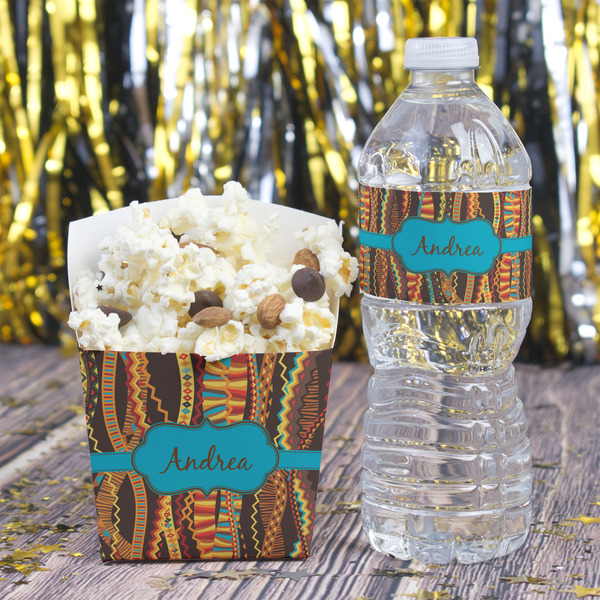Tribal Ribbons Water Bottle Label - w/ Favor Box