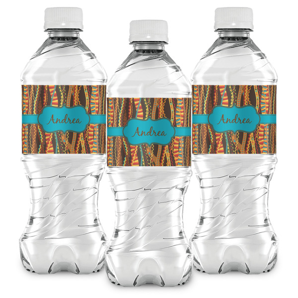 Tribal Ribbons Water Bottle Labels - Front View
