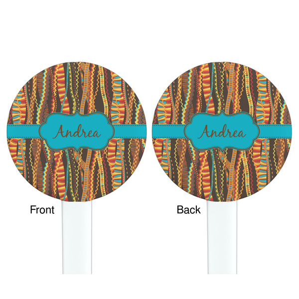 Tribal Ribbons White Plastic 7" Stir Stick - Double Sided - Round - Front & Back