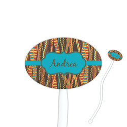 Tribal Ribbons 7" Oval Plastic Stir Sticks - White - Double Sided (Personalized)