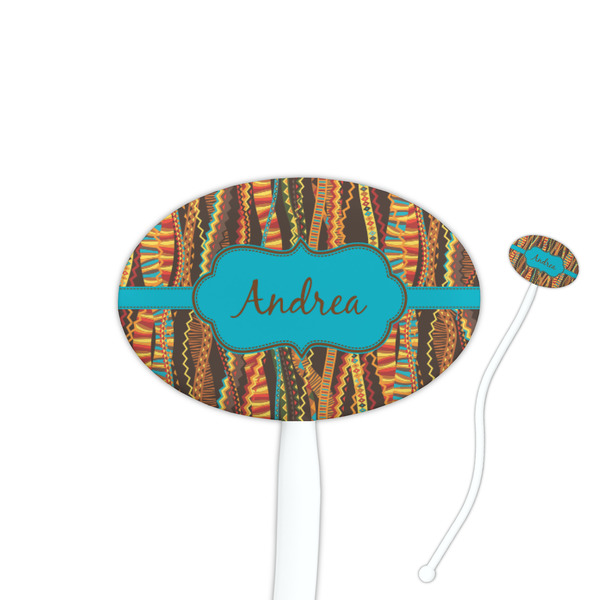 Custom Tribal Ribbons Oval Plastic Stir Sticks (Personalized)