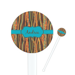 Tribal Ribbons 7" Round Plastic Stir Sticks - White - Single Sided (Personalized)