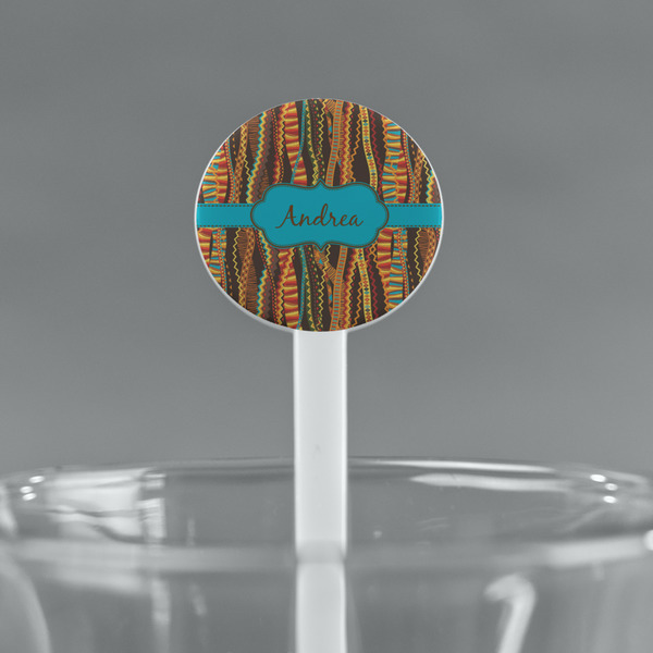 Tribal Ribbons White Plastic 7" Stir Stick - Round - Main