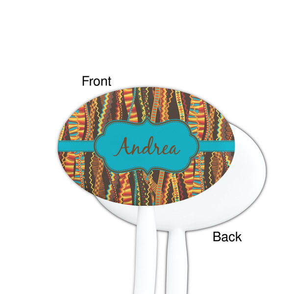Tribal Ribbons White Plastic 7" Stir Stick - Single Sided - Oval - Front & Back
