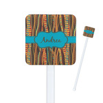 Tribal Ribbons Square Plastic Stir Sticks (Personalized)