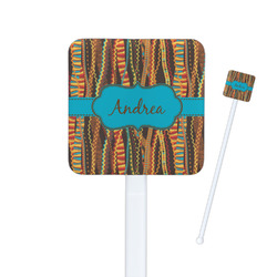 Tribal Ribbons Square Plastic Stir Sticks - Single Sided (Personalized)