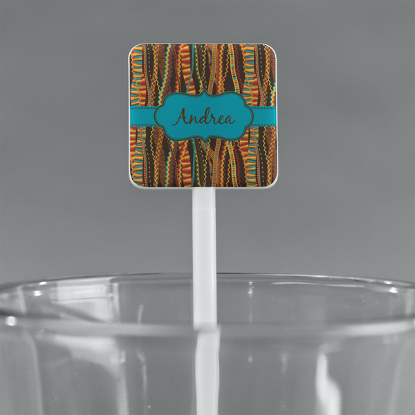 Tribal Ribbons White Plastic Stir Stick - Square - Main