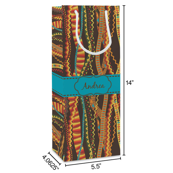 Tribal Ribbons Wine Gift Bag - Dimensions