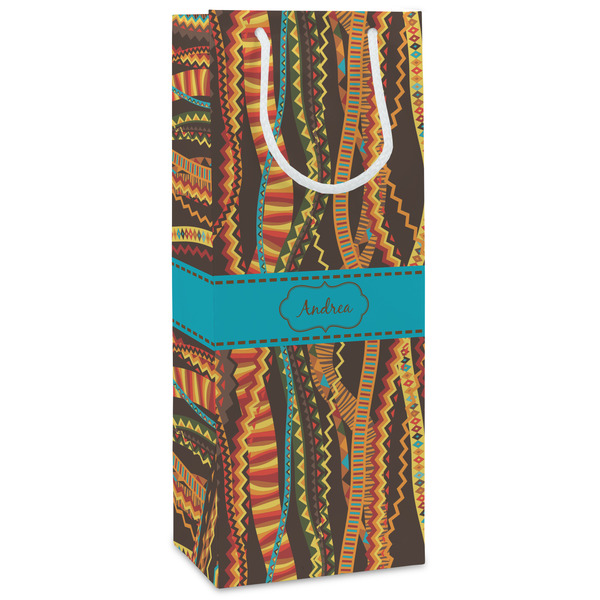 Custom Tribal Ribbons Wine Gift Bags - Matte (Personalized)