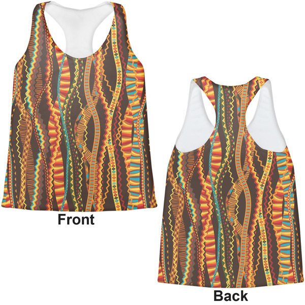 Tribal Ribbons Womens Racerback Tank Tops - Medium - Front and Back