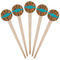 Tribal Ribbons Wooden 4" Food Pick - Round - Fan View
