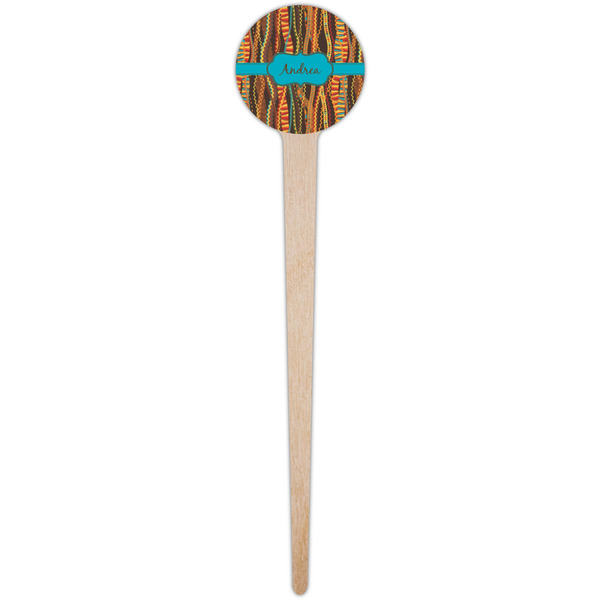 Tribal Ribbons Wooden 4" Food Pick - Round - Single Pick