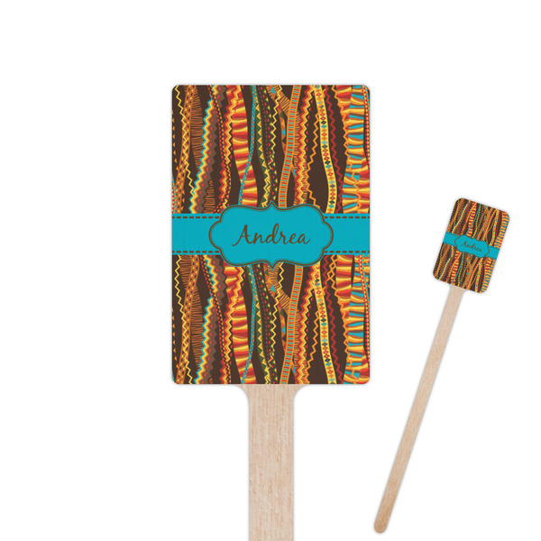 Custom Tribal Ribbons 6.25" Rectangle Wooden Stir Sticks - Single Sided (Personalized)