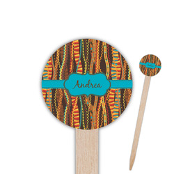 Tribal Ribbons Round Wooden Food Picks (Personalized)