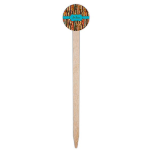 Tribal Ribbons Wooden 6" Food Pick - Round - Single Pick