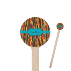 Tribal Ribbons 6" Round Wooden Stir Sticks - Single Sided (Personalized)