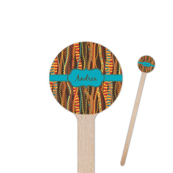 Custom Tribal Ribbons 6" Round Wooden Stir Sticks - Double Sided (Personalized)