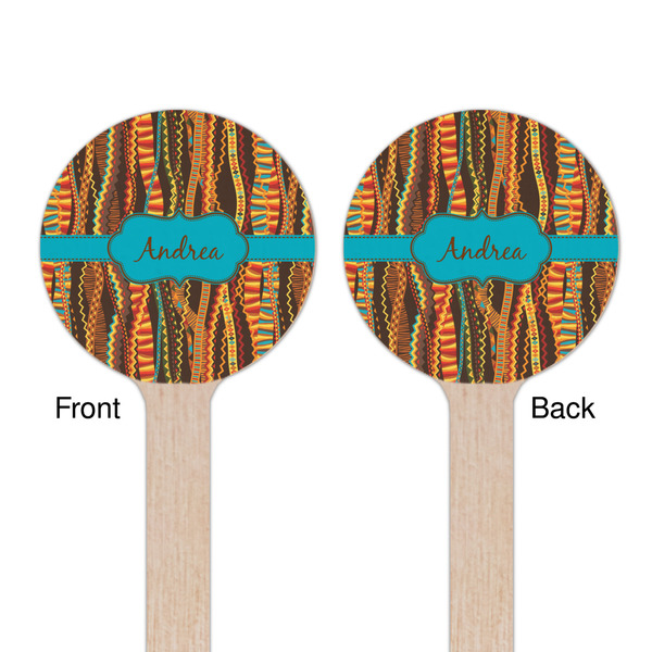 Tribal Ribbons Wooden 7.5" Stir Stick - Round - Double Sided - Front & Back