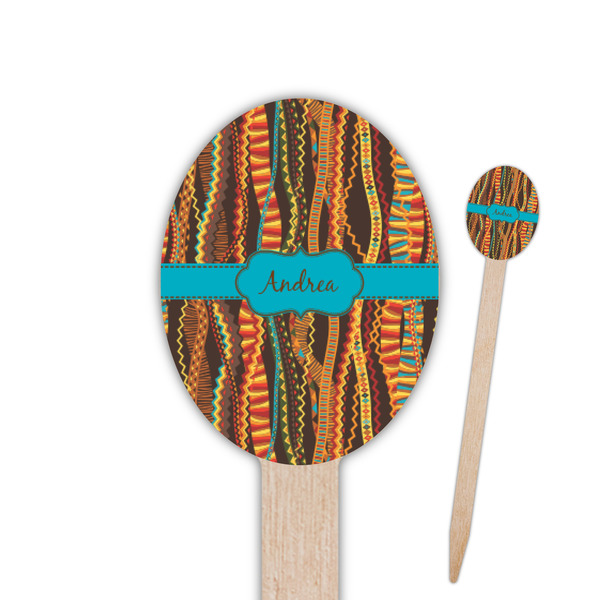Custom Tribal Ribbons Oval Wooden Food Picks (Personalized)