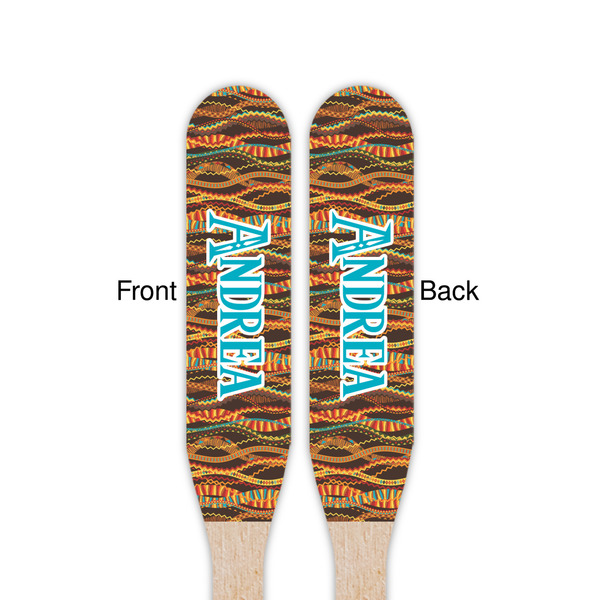 Tribal Ribbons Wooden Food Pick - Paddle - Double Sided - Front & Back