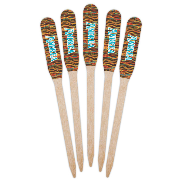 Tribal Ribbons Wooden Food Pick - Paddle - Fan View