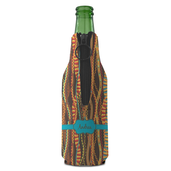 Tribal Ribbons Zipper Bottle Cooler - BACK (bottle)