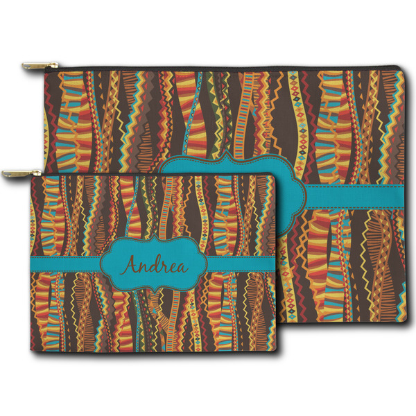 Tribal Ribbons Zippered Pouches - Size Comparison