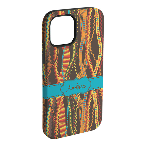 Custom Tribal Ribbons iPhone Case - Rubber Lined - iPhone 15 Plus (Personalized)