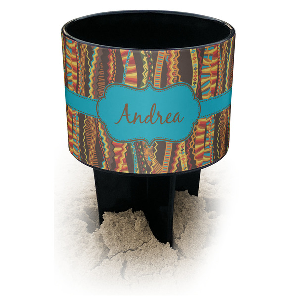 Custom Tribal Ribbons Black Beach Spiker Drink Holder (Personalized)