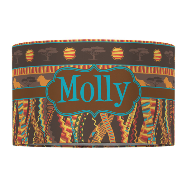 African Lions & Elephants 12" Drum Lampshade - FRONT (Fabric)