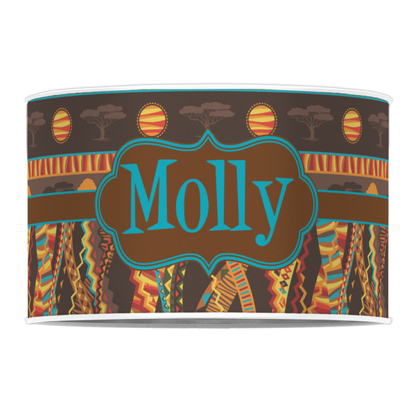 African Lions & Elephants 12" Drum Lampshade - FRONT (Poly Film)