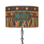 African Lions & Elephants 12" Drum Lamp Shade - Fabric (Personalized)