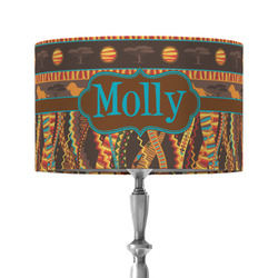 African Lions & Elephants 12" Drum Lamp Shade - Fabric (Personalized)