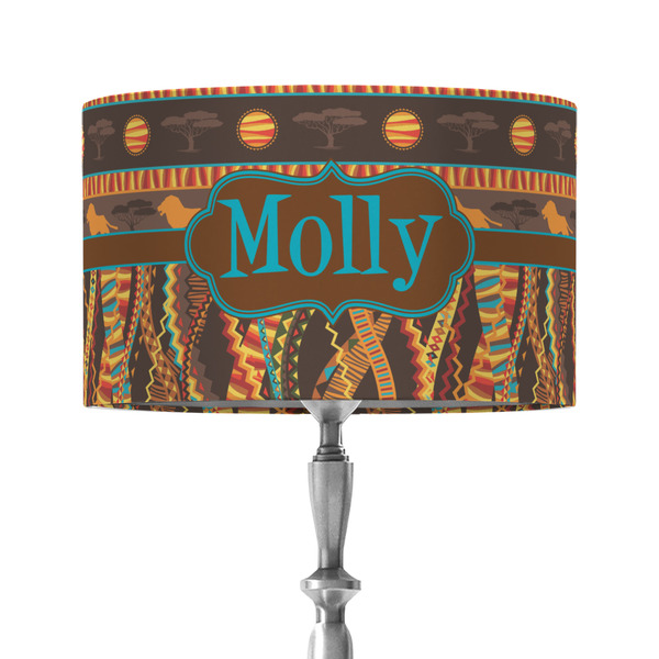 Custom African Lions & Elephants 12" Drum Lamp Shade - Fabric (Personalized)