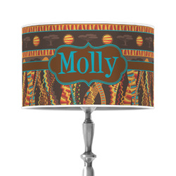 African Lions & Elephants 12" Drum Lamp Shade - Poly-film (Personalized)