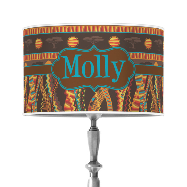Custom African Lions & Elephants 12" Drum Lamp Shade - Poly-film (Personalized)