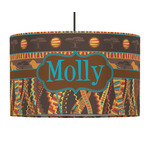 African Lions & Elephants 12" Drum Pendant Lamp - Fabric (Personalized)