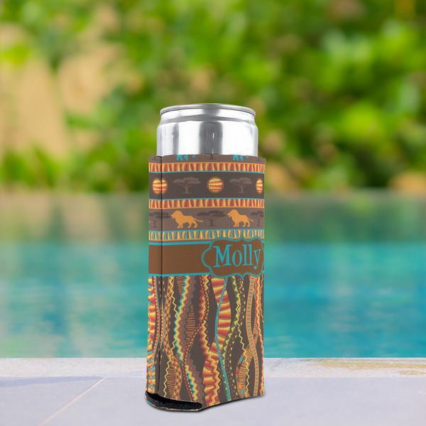 African Lions & Elephants Can Cooler - Tall 12oz - In Context