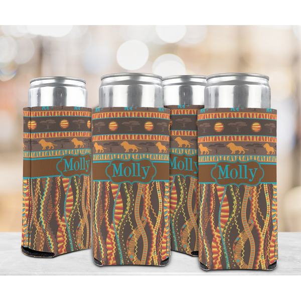 African Lions & Elephants 12oz Tall Can Sleeve - Set of 4 - LIFESTYLE